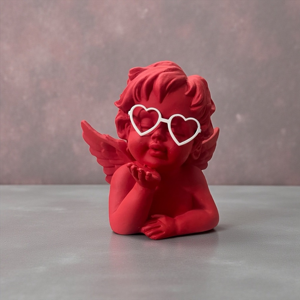 Red Cupid Figurine with White Heart Sunglasses